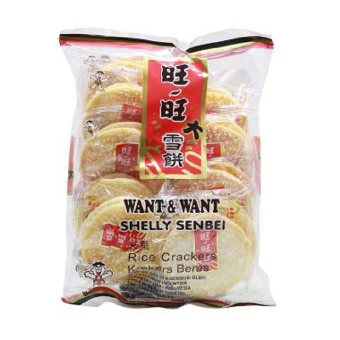 	Want Want Shelly Senbei Snack Biskuit Beras Krekers Rasa Original Kemasan Bungkus 122g
